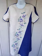 NWT Ukrainian 100% Linen Embroidered Dress Size L Vyshyvanka Embroidery