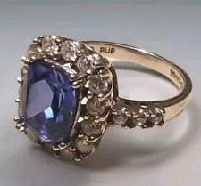 Blue Tanzanite Ring CZ Surround