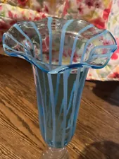 Blue trumpet vase 14.5 inches tall x 6 1/4 inches wide Gorgeous