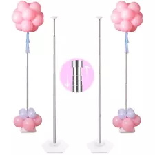 YALLOVE Heavy Duty Metal Balloon Column Stand Kit, Set of 2, 80 Inch Height Adju