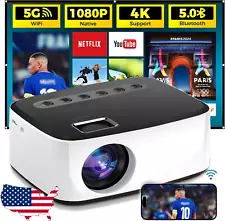 4K Projector 60000LMS 1080P 3D 5G WiFi Bluetooth Video Home Theater 250" Display