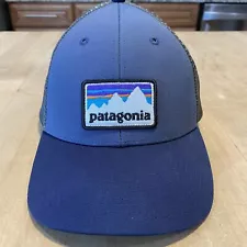 Patagonia Shop Sticker Patch Lopro Trucker Hat - Excellent - Dolomite Blue