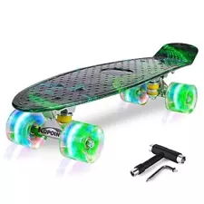 Skateboards, 22" Complete Skateboard, Mini Cruiser Skateboard for Aurora green