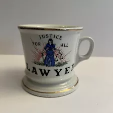 Vintage Occupational Lawyer Justice For All Shaving Mug Nice!