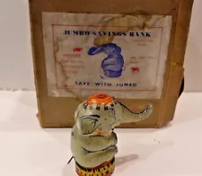 JUMBO SAVINGS MECHANICAL BANK (Tin) - WORKS English ca. 1930s