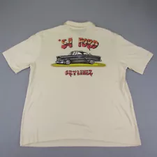 Vintage Ford Skyliner Polo Shirt Mens XL Beige 1954 Classic Car Casual 1989 80s