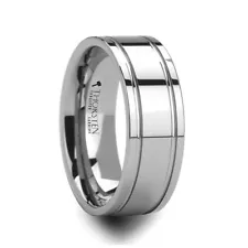 Anchorage Dual Offset Grooves Mens Tungsten Carbide Wedding Ring