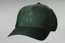 Armani Exchange Baseball Cap One Size Adjustable Dark Green Embossed AX Logo NWT