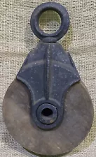 Antique Cast Iron & Wooden Farm Hay Trolley Pulley Rustic Decor For Use Display