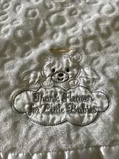 Magic Years Thank Heaven For Little Babies White Satin Trimmed Blanket 30 X 40”