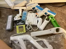 Wii Remotes + Accessories Lot, About 15 Pieces