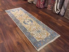 Sale Hand Knotted Indo Kazak Oushak Geometric Area Rug Carpet Runner 2’7”x7’8,57