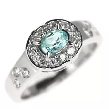 K18WG Paraiba Tourmaline Diamond Ring 0.273ct D0.28ct - Auth free shipping from