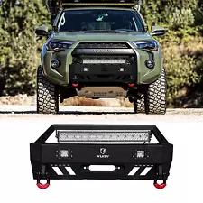 Vijay For 2010-2023 Toyota 4runner Front Bumper W/Winch Plate&Light&Red D-Ring