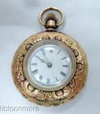 ANTIQUE VICTORIAN ELGIN 109 DEMI 0s HUNTER CASE POCKET WATCH 1894 DAISY FLORAL