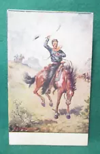 Estate Sale ~ Vintage Artist Signed Postcard - R.A. Davenport - Broncho Busting