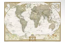 NATIONAL GEOGRAPHIC: WORLD EXECUTIVE MURAL WALL MAP HUGE! - 116.25”x 77”