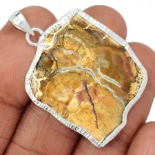 Natural Rare Blue Forest Petrified Wood 925 Silver Pendant Jewelry CP33461