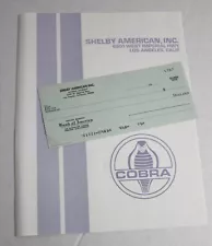 NOS 1967 Shelby American Blank Check & Stationary Carroll Shelby Cobra SAAC