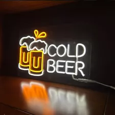 COLD BEER NEON SIGN FOR WALL DECOR ROOM DECOR MAN CAVE DECOR