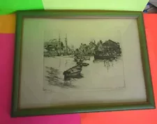 Antique Etching Print, Leonid Baumgrod - San Pedro