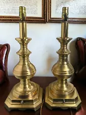 New ListingPair Vintage Hollywood Regency MCM Stiffel Style Heavy Brass Table Lamps 22”