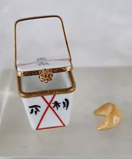 Limoges Chinese Take Out Trinket Box w/ Fortune Cookie Pierre Arquie Peint Main