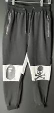 a bathing ape sweatpants bape black white XL drawstring joggers rare logo