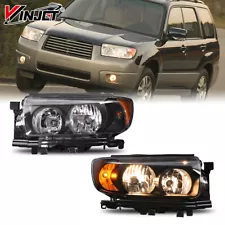 Black Clear Lens Headlights for 2006 2007 2008 Subaru Forester Replace L+R Side