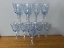 RARE 10-pc Fostoria Navarre Blue Azure Water Goblets 7 1/2" Signed - MINT