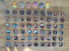 Complete Set of Jurassic Park Pogs from 1993 SkyCaps Skybox with 6 Holograms