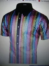 A ULTRA RARE "1970'S DISCO, BUTTON DOWN SEQUINED DISCO SHIRT" IN SIZE LARGE