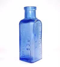 Cornflower Blue Old Bottle HIRES HOUSEHOLD EXTRACT FOR MAKING ROOT BEER AT HOME