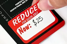 Reduced Price For Quick Sale, 1 1/8" x 1 5/8", Printed, Semi-Gloss Paper Labels,