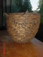 RARE OLD 19TH CENTURY COWLITZ INDIAN ETHNIC USED BERRY BASKET