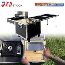 Portable Outdoor Camp Kitchen Folding-Table Cooking Table Storage Box Equipment