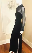 Nicole Bakti Stretch Mesh Rhinestones Dress Size L