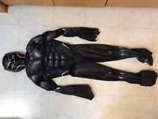 Black Panther Costume Medium With Mask Halloween Muscle Chest Marvel Kids Youth