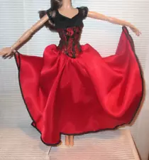 DRESS FITS 11.5" DOLL MATTEL DANCING WITH THE STARS PASO DOBLE RED & BLACK GOWN