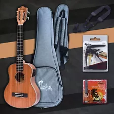 Left Handed Solid Ukulele SM2400/Bag/Tuner/Capo/Strings (Free Ship USA)