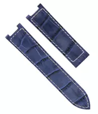 20MM LEATHER WATCH STRAP BAND CLASP FOR 38MM CARTIER PASHA 1032 1033 BLUE WS