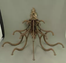 Antique Vintage Cast Iron Swing-Arm Wall Coat & Hat Hooks Rack from Barbershop