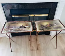 Set of 2 Vtg Folding TV Tray Tables Andres Orpinas cottage farmhouse designs