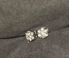 Dimond Cluster White Gold Earrings