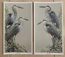 "Naturally Blue" Set of Herons - Right & Left - by Art LaMay