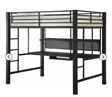 Black Full Metal Loft Bed