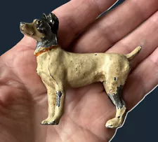 Vintage Miniature Painted Jack Russell Terrier Dog Cast Lead Figurine - 2.25” H