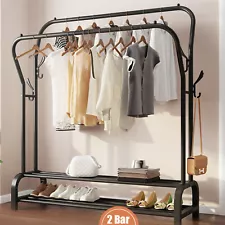 Heavy Duty Clothing Garment Rack Sturdy Clothes Organizer Double Rails Hanger