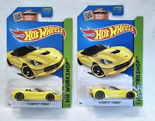 Hot Wheels 14 Corvette Stingray #216 Yellow HW Workshop Lot Of 2 For Sale