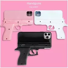 For iPhone 15 Pro Max 14 13 12 11 X 7 8 Fun Toy Pistol Gun Soft Phone Cover Case